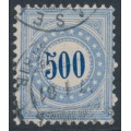 SWITZERLAND - 1878 500c blue/grey-blue Postage Due (inverted frame type I), used – Mi # P9IKaa