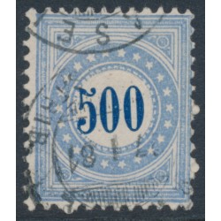 SWITZERLAND - 1878 500c blue/grey-blue Postage Due (inverted frame type I), used – Mi # P9IKaa