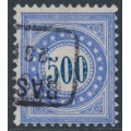 SWITZERLAND - 1881 500c ultramarine/blue Postage Due (upright frame type II), used – Mi # P9IIN