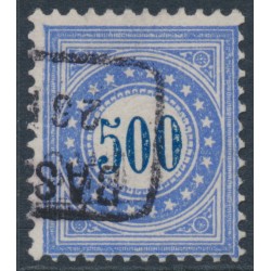 SWITZERLAND - 1881 500c ultramarine/blue Postage Due (upright frame type II), used – Mi # P9IIN