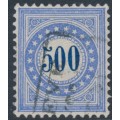 SWITZERLAND - 1881 500c ultramarine/blue Postage Due (upright frame type II), used – Mi # P9IIN