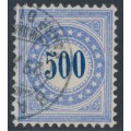 SWITZERLAND - 1881 500c ultramarine/blue Postage Due (inverted frame type II), used – Mi # P9IIK