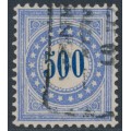 SWITZERLAND - 1881 500c ultramarine/blue Postage Due (inverted frame type II), used – Mi # P9IIK