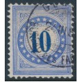 SWITZERLAND - 1882 10c blue Postage Due, granite paper, inverted frame, used – Zumstein # P10K