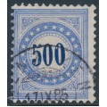 SWITZERLAND - 1882 500c blue Postage Due, granite paper, upright frame, used – Zumstein # P14N