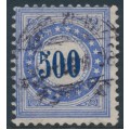 SWITZERLAND - 1882 500c blue Postage Due, granite paper, inverted frame, used – Zumstein # P14K