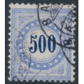 SWITZERLAND - 1882 500c blue Postage Due, granite paper, inverted frame, used – Zumstein # P14K