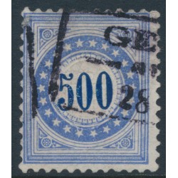 SWITZERLAND - 1882 500c blue Postage Due, granite paper, inverted frame, used – Zumstein # P14K