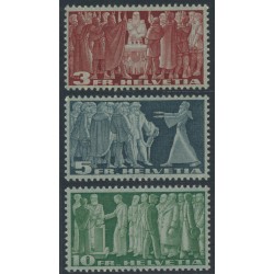 SWITZERLAND - 1938 3Fr-10Fr Definitives on greenish grey, MNH – Michel # 328v-330v