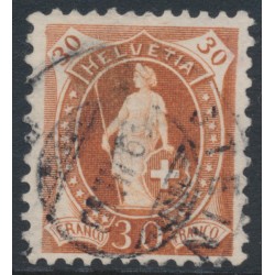 SWITZERLAND - 1892 30c brown Helvetia, perf. 11½:11, oval watermark (Kz. I), used – Zum. # 68C