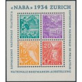 SWITZERLAND - 1934 NABA Stamp Exhibition M/S, MNH – Michel # Block 1