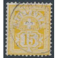 SWITZERLAND - 1882 15c yellow Numeral, granite paper, used – Zumstein # 63Aa