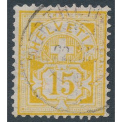 SWITZERLAND - 1882 15c yellow Numeral, granite paper, used – Zumstein # 63Aa