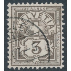 SWITZERLAND - 1906 3c grey-brown Numeral, crosses watermark, used – Zumstein # 81