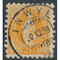 SWITZERLAND - 1888 20c orange Helvetia, perf. 9¾:9¼, oval watermark (Kz. I), used – Zum. # 66B