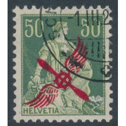 SWITZERLAND - 1919 50c green Helvetia, red airmail overprint, used – Michel # 145