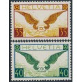 SWITZERLAND - 1933 35c & 40c Airmail, grilled gum, MNH – Michel # 233z+234z