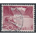SWITZERLAND - 1949 20c carmine-brown Grimsel Stausee, type I, used – Michel # 533I