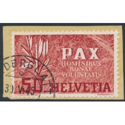 SWITZERLAND - 1945 50c red/grey Peace issue, used – Michel # 452