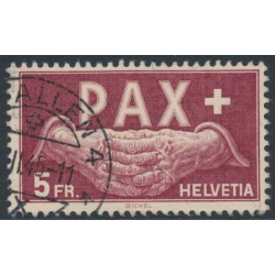 SWITZERLAND - 1945 5Fr carmine-brown Peace issue, used – Michel # 458