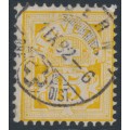 SWITZERLAND - 1882 15c yellow Numeral, white paper, used – Zumstein # 57