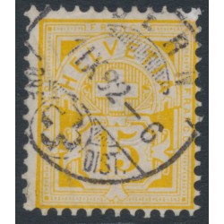SWITZERLAND - 1882 15c yellow Numeral, white paper, used – Zumstein # 57