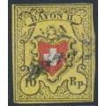 SWITZERLAND - 1850 10Rp black/red/yellow Rayon II, used – Zumstein # 16II