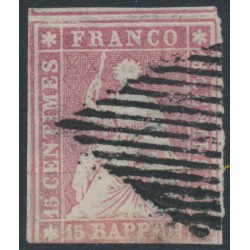 SWITZERLAND - 1854 15Rp rose Sitting Helvetia (2nd Munich printing), used – Zumstein # 24A