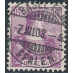 SWITZERLAND - 1908 15c violet-purple Helvetia, used – Michel # 100