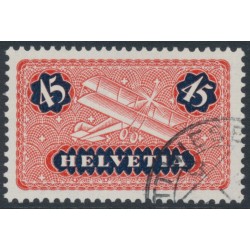 SWITZERLAND - 1937 45c red/ultramarine Airmail, grilled gum, used – Michel # 183z