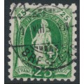 SWITZERLAND - 1888 25c green Helvetia, perf. 9¾:9¼, oval watermark (Kz. I), used – Zum. # 67Ba