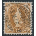 SWITZERLAND - 1906 3Fr brown Helvetia, perf. 11½:12, crosses wmk, plain paper, used – Zum # 92A