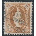SWITZERLAND - 1907 3Fr brown Helvetia, perf. 11½:11, crosses wmk, granite paper, used – Zum # 100B