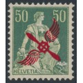 SWITZERLAND - 1919 50c green Helvetia, red airmail overprint, MNH – Michel # 145