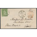 SWITZERLAND - 1860 40Rp green Helvetia, used on cover – Zumstein # 26G