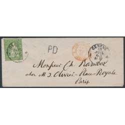 SWITZERLAND - 1860 40Rp green Helvetia, used on cover – Zumstein # 26G