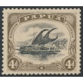 PAPUA / BNG - 1907 4d black/sepia Lakatoi, small PAPUA, perf. 11, upright wmk, MH – SG # 52