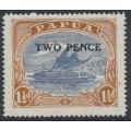 PAPUA / BNG - 1931 TWO PENCE on 1½d cobalt/light brown Lakatoi (Mullett printing), MH – SG # 121