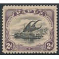 PAPUA / BNG - 1908 2d black/purple Lakatoi, small PAPUA, perf. 11, upright wmk, MH – SG # 50