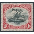 PAPUA / BNG - 1906 1d black/carmine Lakatoi, vertical rosettes, o/p large Papua, MH – SG # 22
