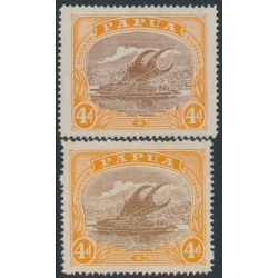 PAPUA / BNG - 1919-1927 4d brown/orange Lakatoi, the two listed shades, MH – SG # 99, 99a
