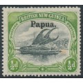 PAPUA / BNG - 1906 ½d black/yellow-green Lakatoi, vertical rosettes, o/p large Papua, MH – SG # 21