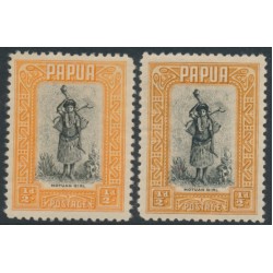PAPUA - 1932-1940 ½d black/orange & ½d black/buff Motuan Girl, MNH – SG # 130+130a