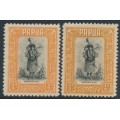 PAPUA - 1932-1940 ½d black/orange & ½d black/buff Motuan Girl, MH – SG # 130+130a