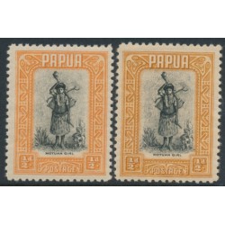PAPUA - 1932-1940 ½d black/orange & ½d black/buff Motuan Girl, MH – SG # 130+130a
