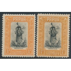 PAPUA - 1932-1940 ½d black/orange & ½d black/buff Motuan Girl, MH – SG # 130+130a
