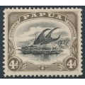 PAPUA / BNG - 1910 4d black/sepia Lakatoi, p.11, sideways watermark, ‘deformed d at left’, MH – SG # 63a