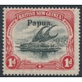 PAPUA / BNG - 1906 1d black/carmine Lakatoi, vertical rosettes, o/p large Papua, MH – SG # 22