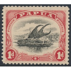 PAPUA / BNG - 1910 1d black/carmine Lakatoi, small PAPUA, perf. 11, horizontal wmk, MH – SG # 60