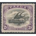 PAPUA / BNG - 1908 2d black/purple Lakatoi, small PAPUA, perf. 12½, upright wmk, MH – SG # 55